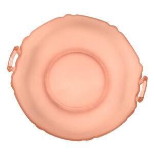 Frosted Pink Glass Serving Dish with Handles